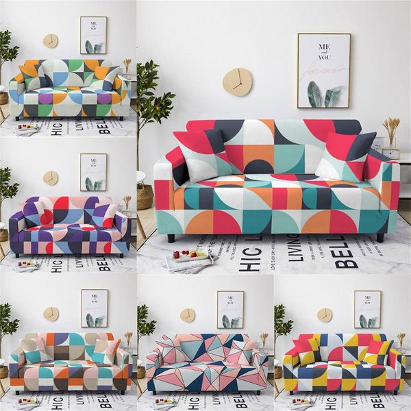 

chair covers colorful plaid sofa cover 1/2/3/4/ seat geometric elastic couch for living room sectional l corner stretch slipcover