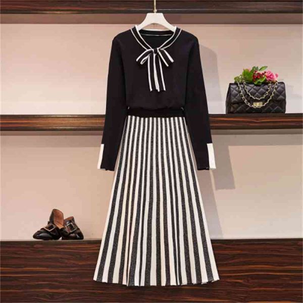 

two piece dress women bowknot knitted jumper sweaters +shining sequnied patchwork skirts sets knit maxi skirt 2 pieces p3mv, White