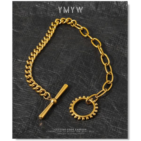 

charm bracelets ymyw stainless steel chain bangle bracelet for women waterproof 18 k pvd plated jewelry toggle-clasps anniversary gift, Golden;silver
