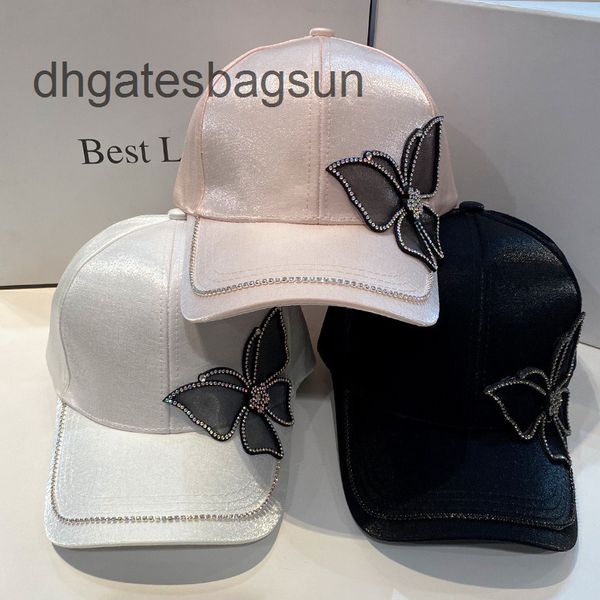 

brand cap carves spring autumn new net red korean baseball cap versatile leisure summer sun shading butterfly diamond hat women's fashi, Blue;gray
