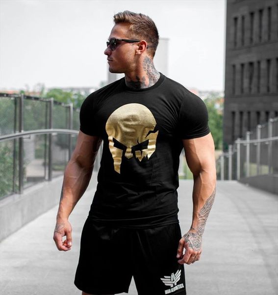 

fashion spring summer slim mens male leisure bodybuilding short sleeve personality tees clothing, White;black