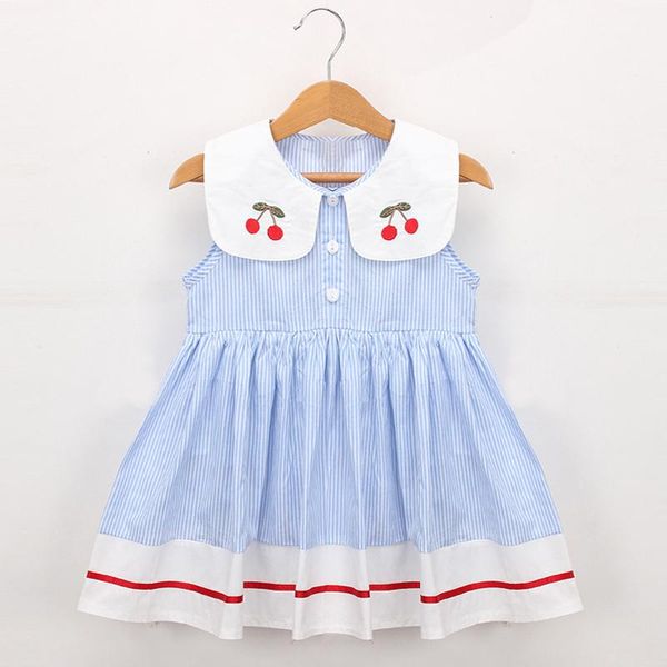 

summer girls' dress cute doll collar sleeveless fruit stripe princess children baby kids clothing for girls girl's dresses, Red;yellow