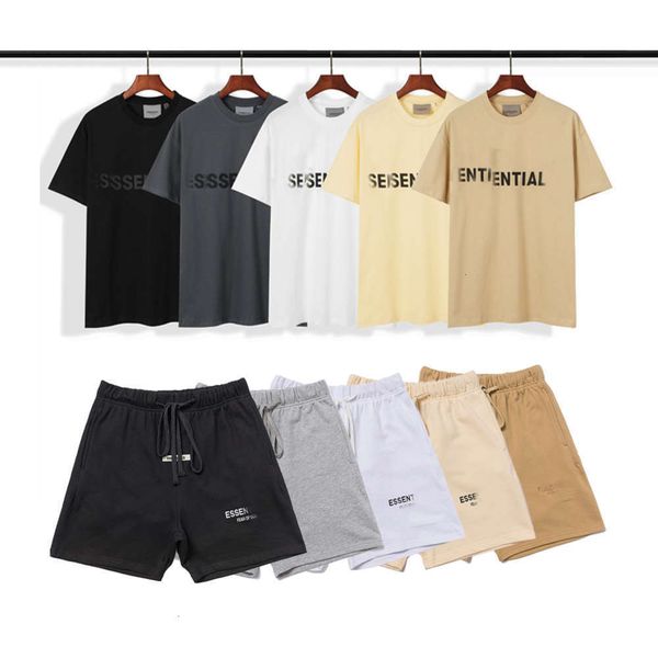 

fashion tshirts fear of god fog essentials letter printed tees men reflective shorts women summer t-shirts, Gray