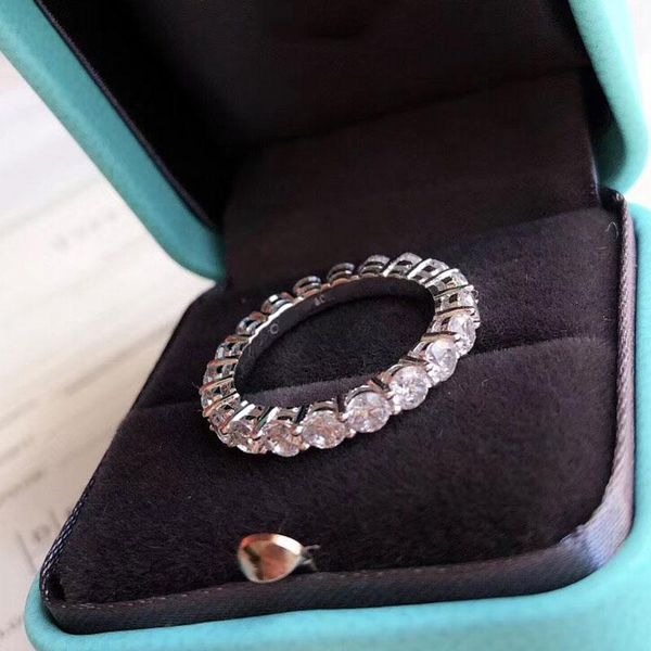 

wedding rings real925 1:1 logo classic inlaid with a row of stones tif ring ladies luxury jewelry fashion brand birthday party gift, Slivery;golden