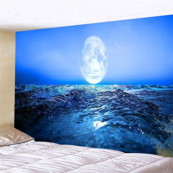 

bright moon tapestry wall hanging starry sea night tapestries decorations