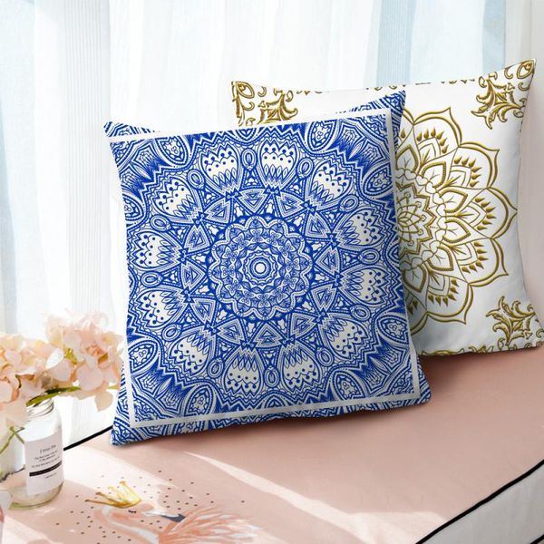 

cushion/decorative pillow nanacoba mandala blue throw polyester peachskin cushion cover car decor home decoration sofa decorative pillowcase