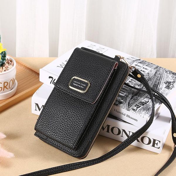

wallets multi-function small shoulder bag for women with card cell phone pocket pu leather ladies crossbody purse female messenger bags, Red;black