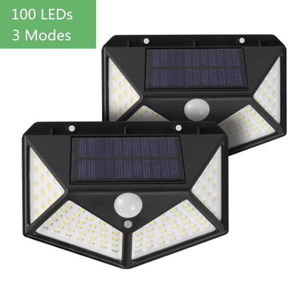 

solar lamps 100 led wall lamp pir motion sensor light outdoor waterproof garden courtyard street lights lighting 3 modes