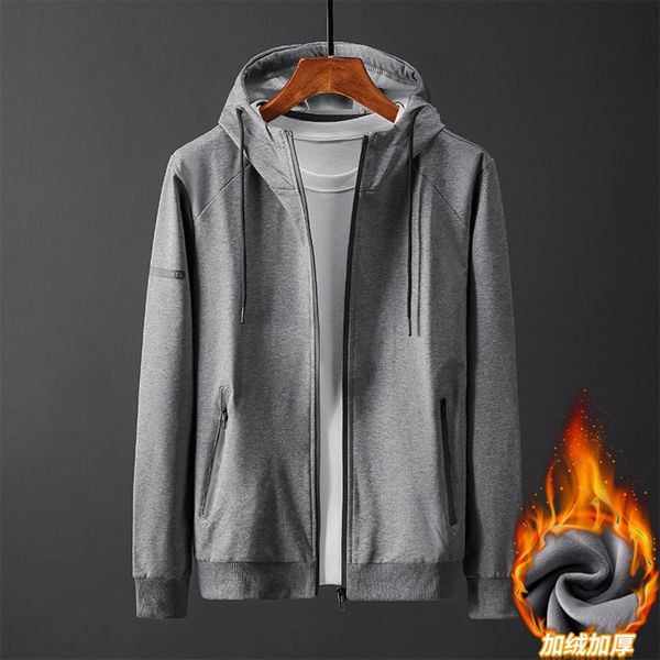 

winter plush thickened sweater hoodie solid men's coat sports cardigan warm soft et large, Black