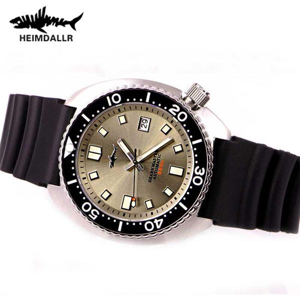 

wristwatches heimdallr automatic mechanical watch men pvd black case diver watches 200m japan nh35a sapphire crystal luxury men's wrist, Slivery;brown