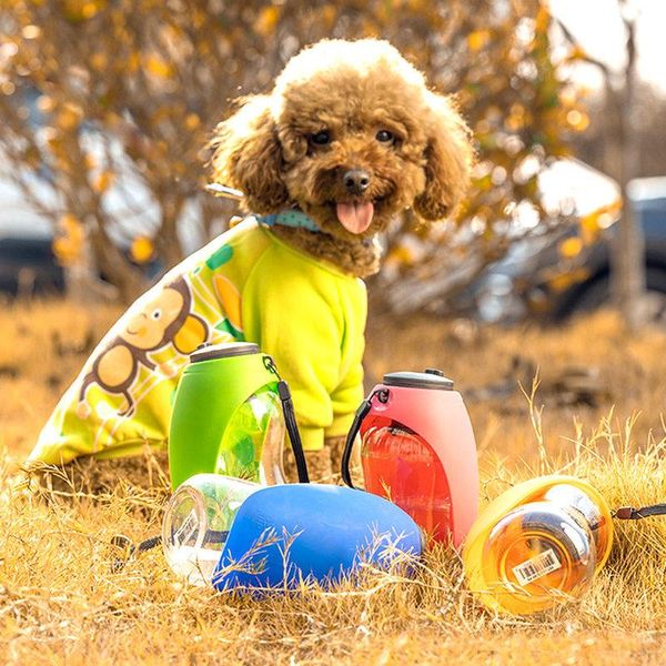 

dog bowls & feeders 680ml pet water bottle soft silicone leaf portable outdoor travel drinking for dogs cat feeding dispenser