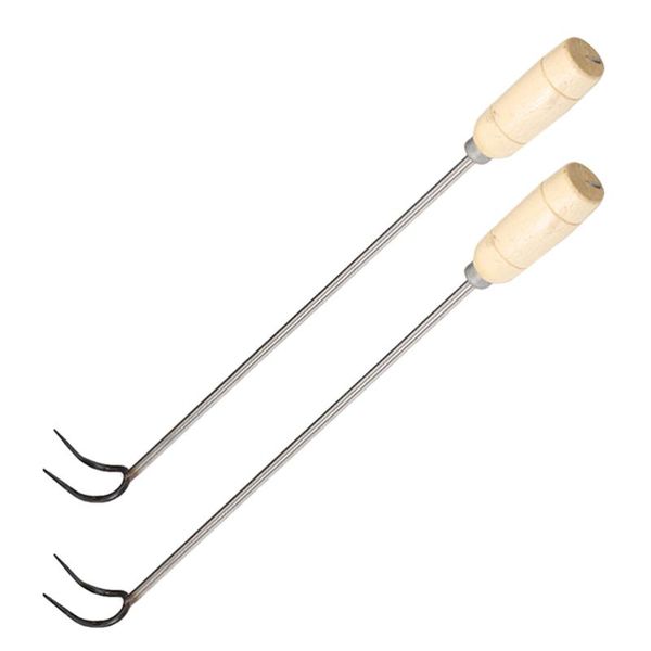 

hooks & rails 2pcs stainless steel hook sticks grill bbq turner