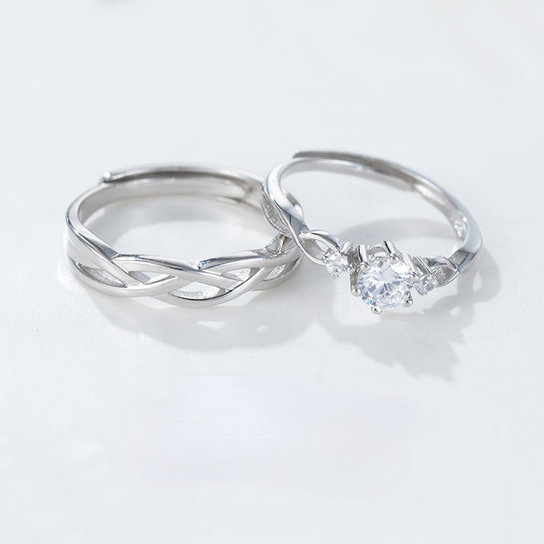

fashion personality simple couple ring with adjustable ring mouth hand decoration valentine's day gift suitable for any scene proposal, Silver
