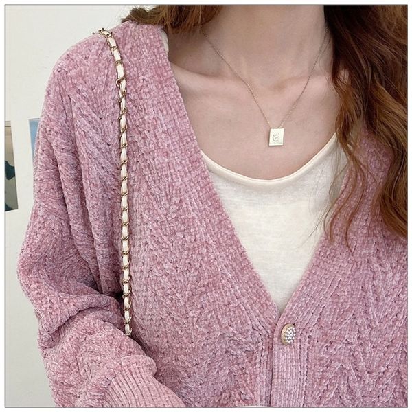 

2021 new women's polyester cardigan, office sweater, v-neck, slim fitting, knitting, early autumn, korean long sleeve jacket, l5aq, White;black
