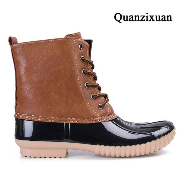 

boots 2021 waterproof duck women ankle for leopard rain female winter shoes booties plus size 43, Black