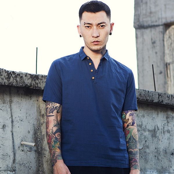 

brand autumn summer men's t-shirt short sleeve cotton linen slim casual for male solid color kg-155, White;black