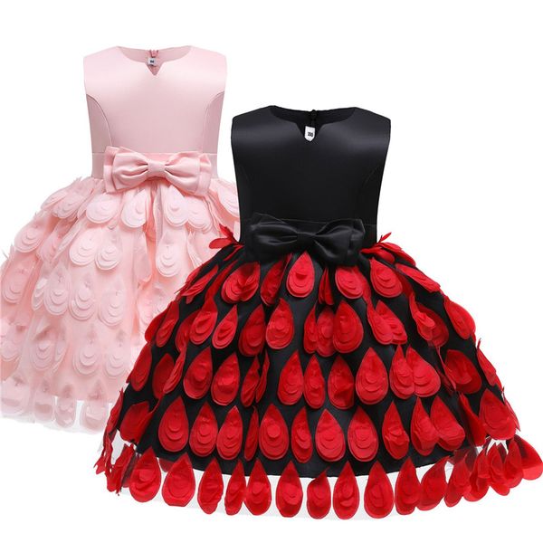 Girls vestido atacado europeu e americano aniversário de aniversário feminino traje formal lindo tela de penas anfitrião veste princesa mostra crianças noite roupas