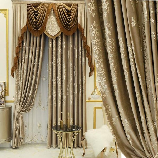 

european luxury living room gilded flannel floor curtain french simple bedroom shade cloth customization & drapes