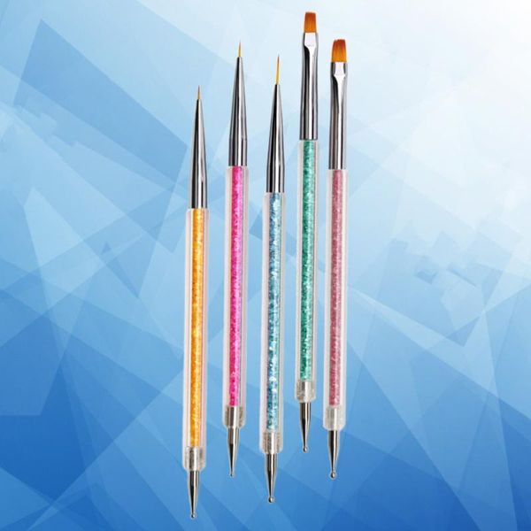 

nail brushes 5pcs art dotting pen double head drawing uv manicure tool, Yellow