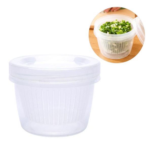 

storage bottles & jars round garlic drain sealed box transparent seal kitchen fridge container onion food tool