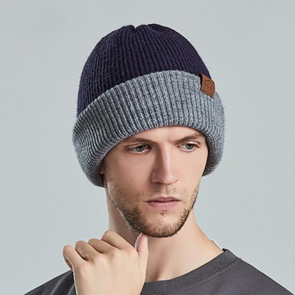 

beanies autumn and winter knitted hats for men women, neutral european american solid color warm hats, double-sided