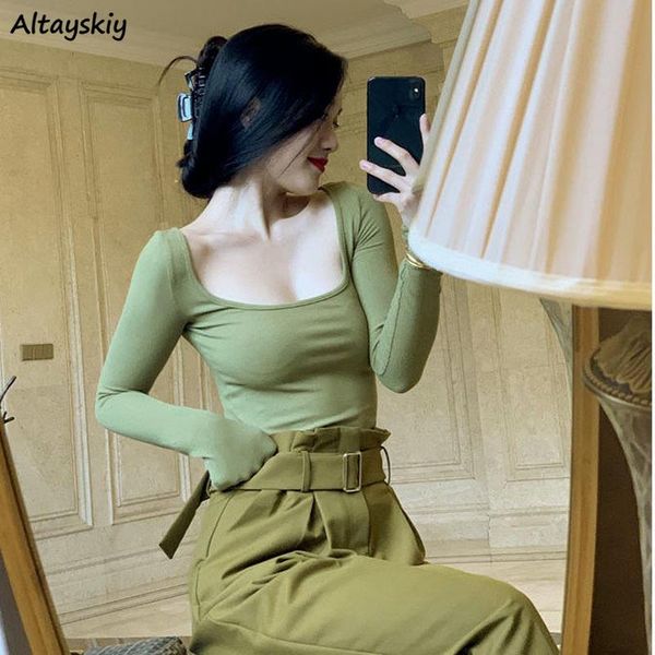 

women's t-shirt t-shirts women temperament slim lady clothes simple pure stylish tees 2021 ins design all-match summer long sleeve, White