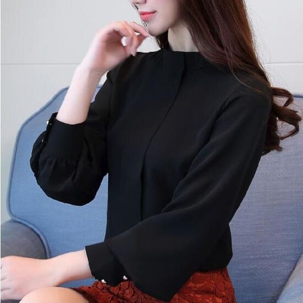 

women's blouses & shirts fashion 2021 women blouse shirt long sleeve plus size clothing black office lady feminine blusas 1314-3, White