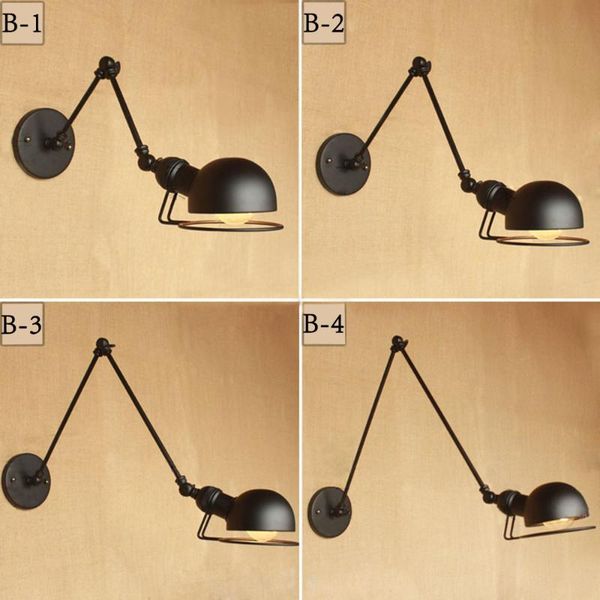 

wall lamp vintage industrial style loft creative minimalist long arm adjustable handle metal rustic light sconce fixtures
