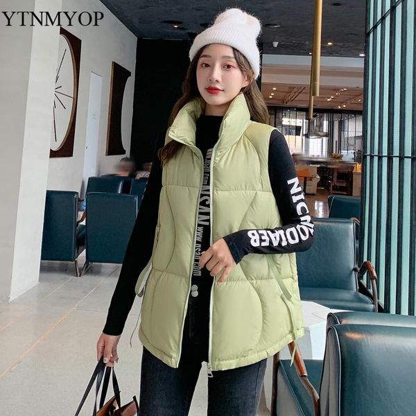 

women's vests ytnmyop 2021 women winter vest autumn warm cotton short waistcoat oversized zipper jacket coat sleeveless, Black;white