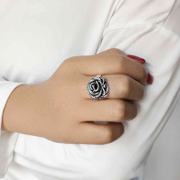 

ring s925 sterling silver opening thai large rose cold wind inschic net red