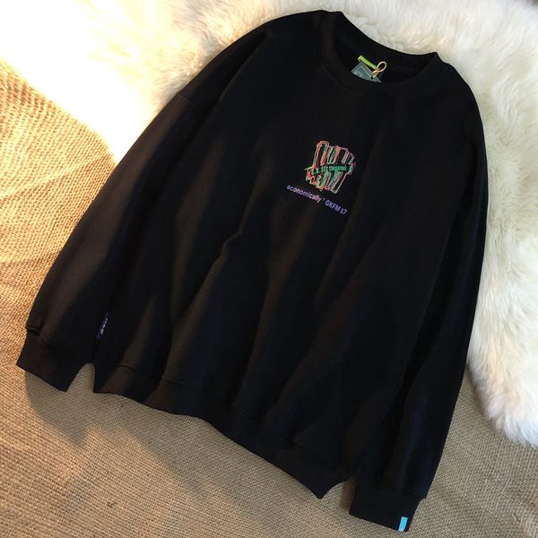 

hoodie winter plush sweater, crew neck, no, Black