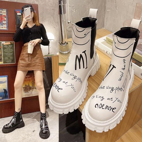 

boots fashion casual male british high 2021 winter warm cotton shoes desert worker military, Black