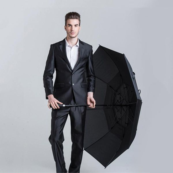 

umbrellas men's golf umbrella strong windproof semi-automatic long handle oversized men and women business custom umbrel