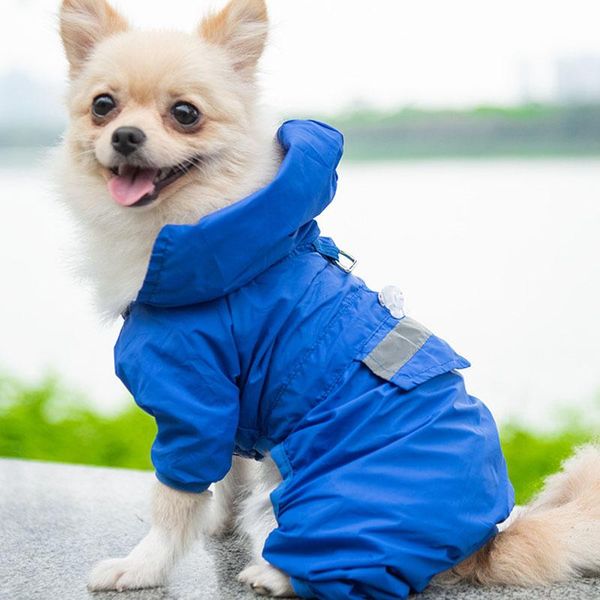

dog apparel raincoat puppy rain coat with hood reflective waterproof clothes soft breathable pet cat small rainwear