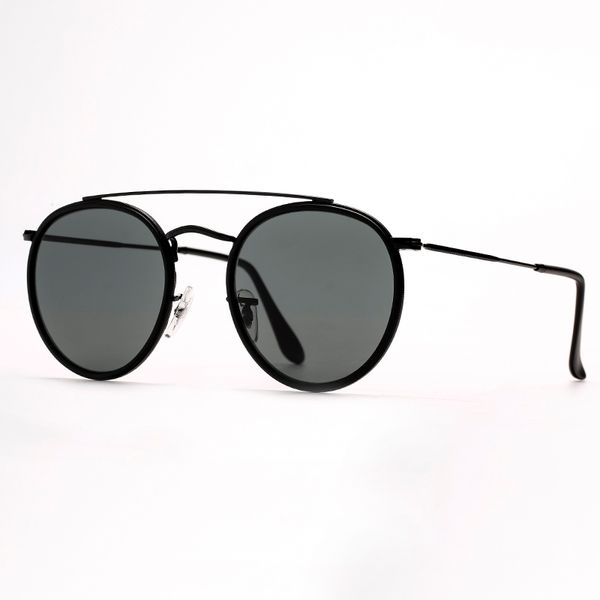 

621s glasses round sunglass double bridge mens sun glasses uv protection lenses with black or brown leather case, White;black