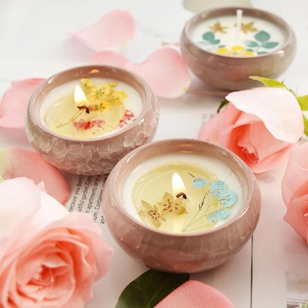 

candles flower candle soy wax christmas decoration scented birthday wedding party home decor aroma in a jar