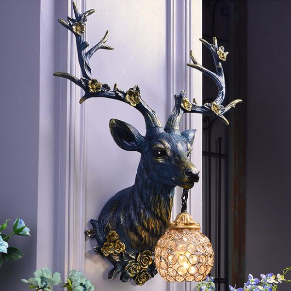 

wall lamps vintage led loft resin deer for dining room attic aisle living bedroom sconce light home mount