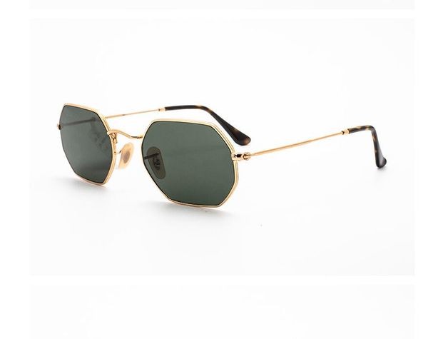 Hochwertige Sonnenbrille für Herren und Damen, Brillen, Sonnenbrille, goldfarbenes Metall, grüne Glaslinsen, 53 mm, mit braunen Gehäusen