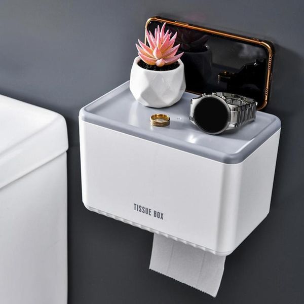 

toilet paper holders creative organizer waterproof tissue phone storage box punch-roll holder bathroom wall mounted