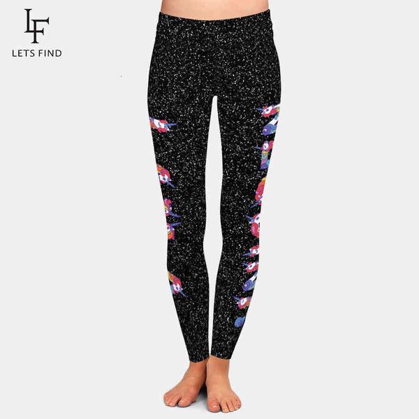 

legging latest new high elastic women casual s mode tail unicorn letter print plus size stretch black