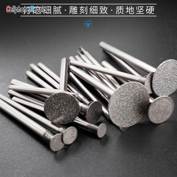 

professional hand tool sets 10pcs carving accessories emery grinding needle raw stone peeling bit head k-pin wafer polishing