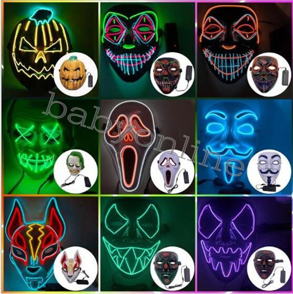

designer face mask halloween decorations halloween glow mask pvc material led halloween women men mask costumes for adults home decor