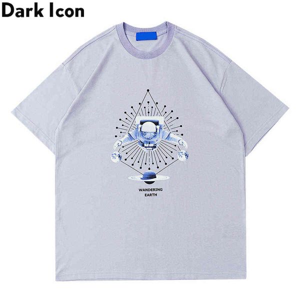 Astronauta 3d planeta homens t-shirt de manga curta verão estilo simples camiseta para homens de algodão TEE 210603