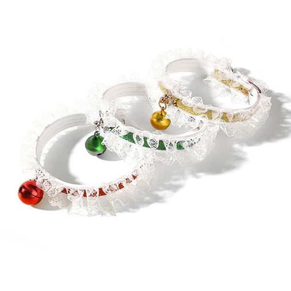 

cat collars & leads christmas pet products lace collar cute bell