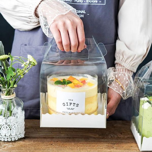 

gift wrap 1pc the cake box handle transparent pet package bag handmade cookie supplies legible portable