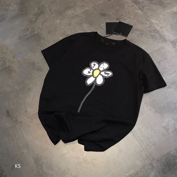 

summer 2021 new age reducing flower round neck t-shirt women's casual loose short sleeve lovers fashion, White