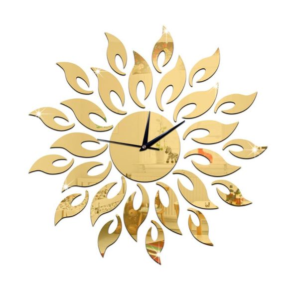 

wall clocks creative mirror clock mechanism silent living room sun digital reloj pared madera decorative sets bb50wc