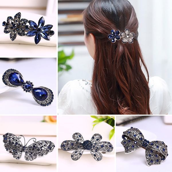 

Metals Crystal Hair Clips Rhinestone Flower Hair Pins Bow Knot Barrette Butterfly Hairgrips Women Girl Hair Accessories