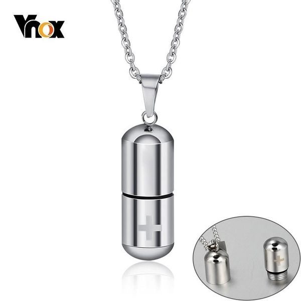 

pendant necklaces vnox mens necklace stainless steel cross male jewelry, Silver
