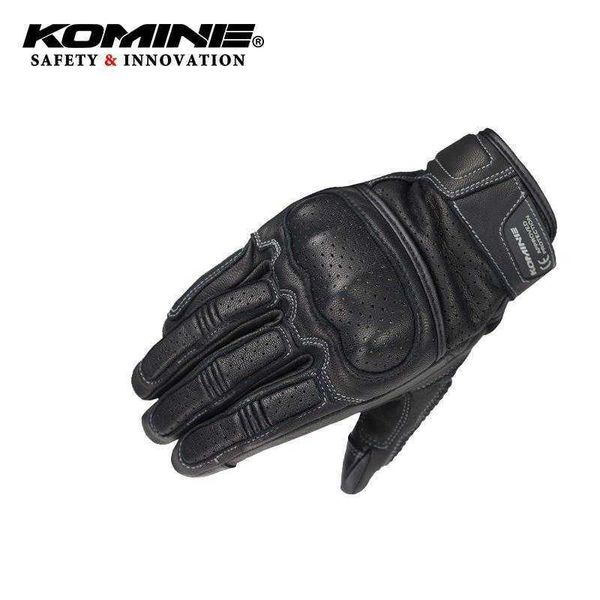 Komine GK-217 luvas de couro genuíno luvas de moto toque toque moda bicicleta luvas resistentes ao desgaste respirável H1022